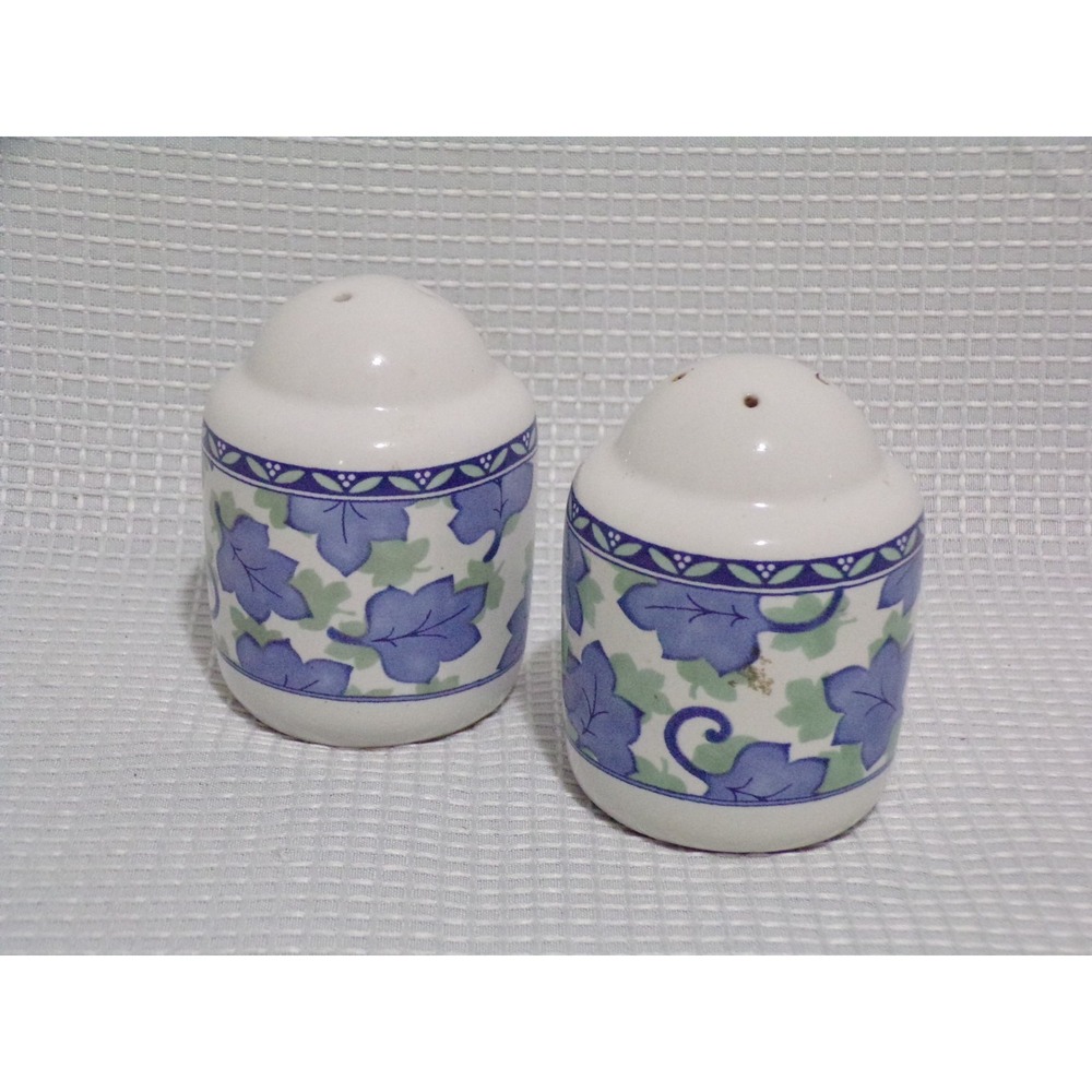 Blue Isle by Pfaltzgraff Salt and Pepper Shakers Blue‎ Green on White 3.5" Tall